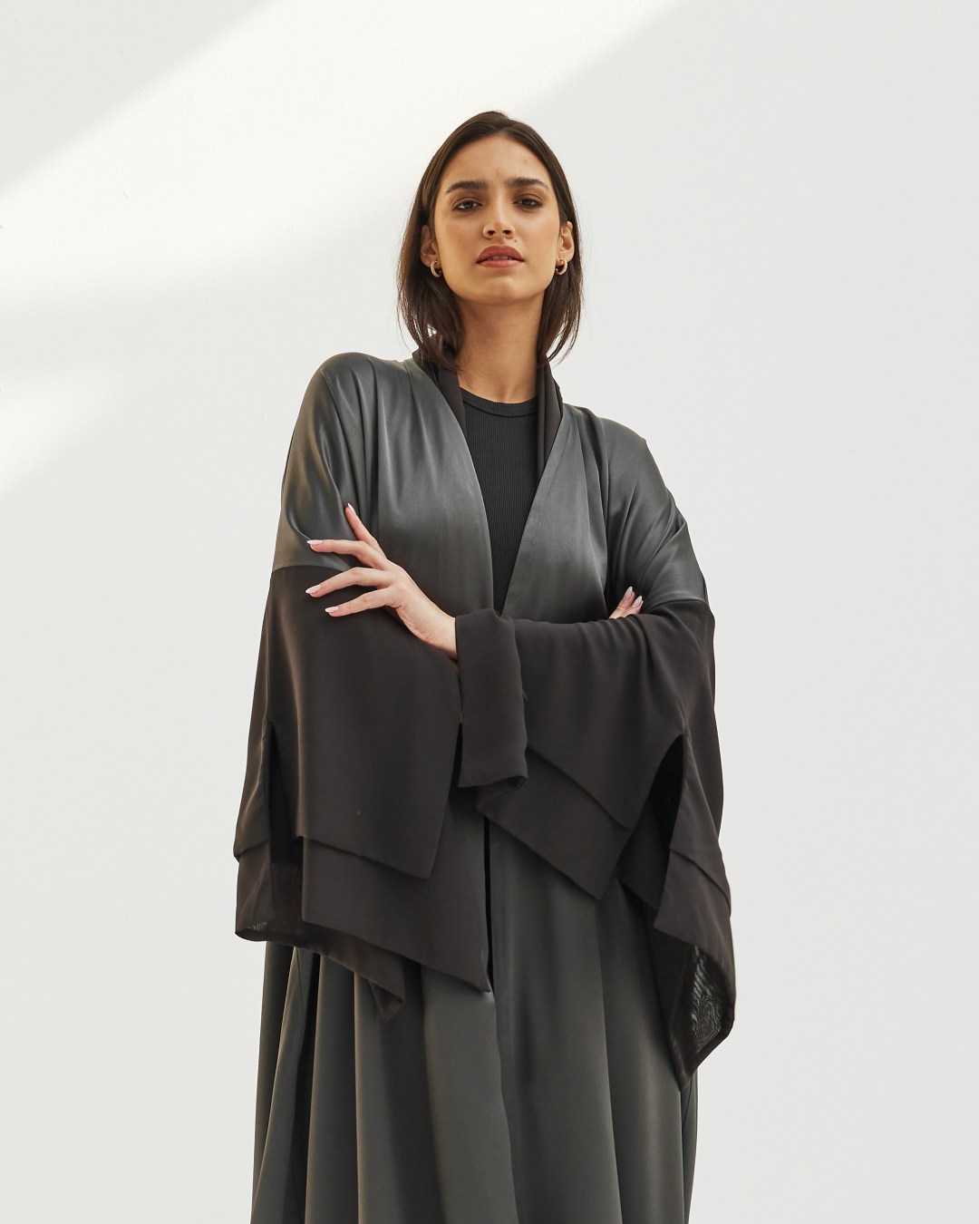 Teal Green Silk Cough Abaya - Image 2