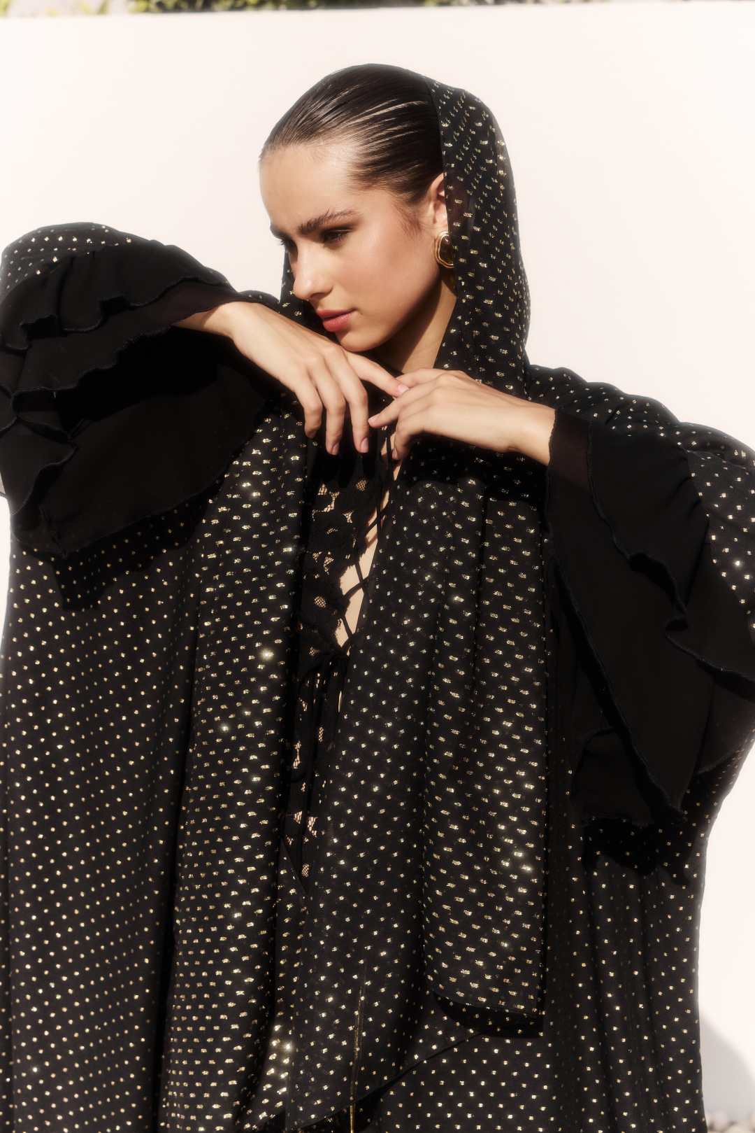 Golden Glitter Ruffles Abaya
