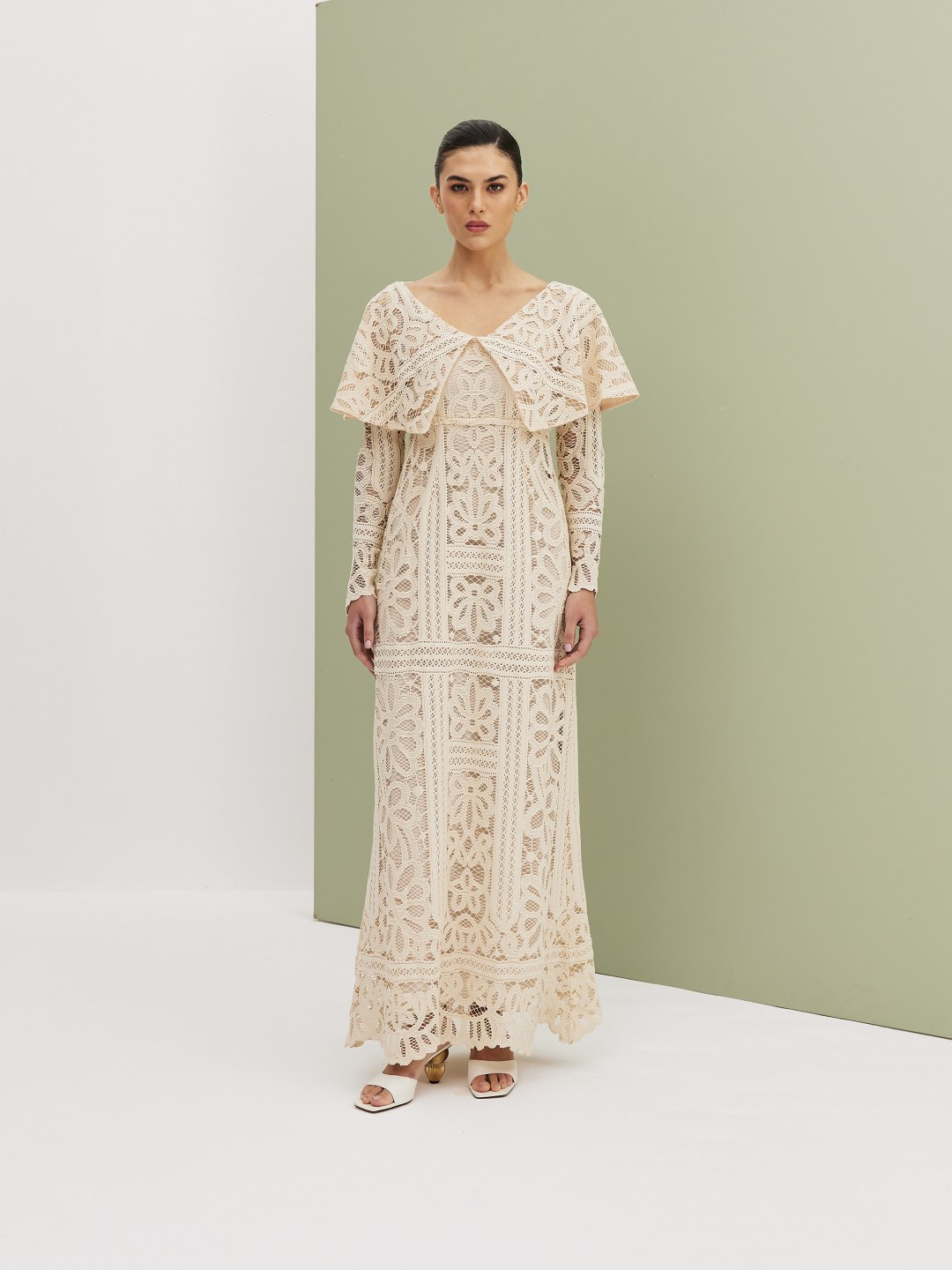 Serene Lace Cape Dress