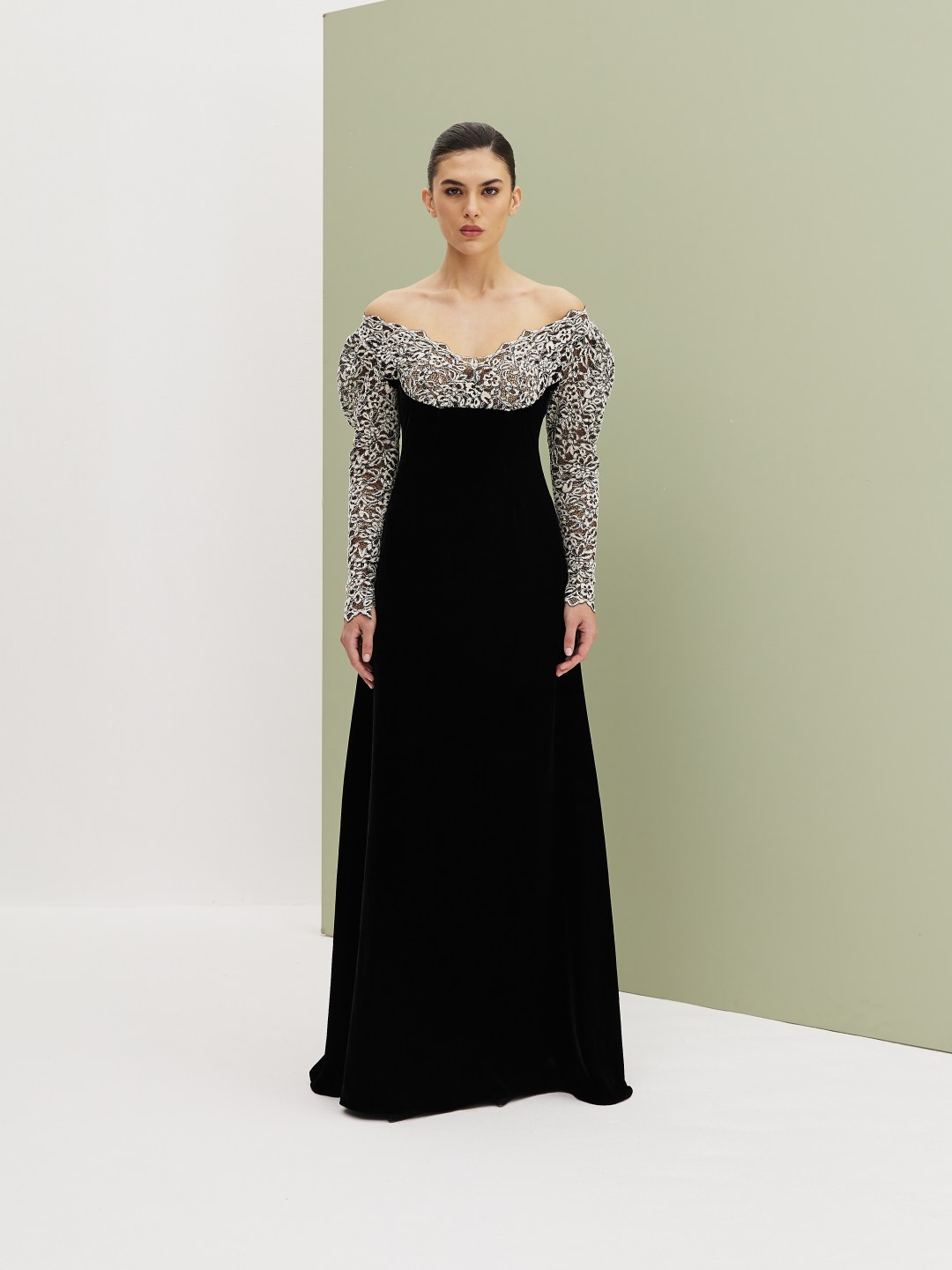 Noir Velvet Off-Shoulder Dress