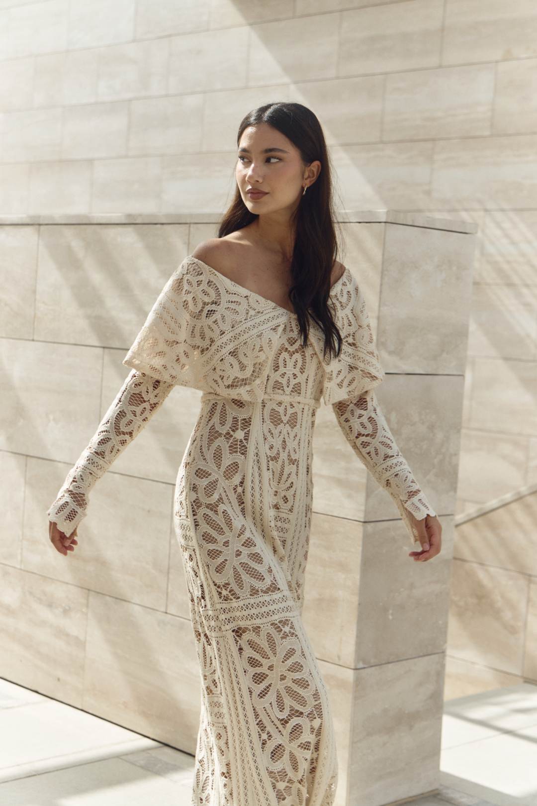 Serene Off-shoulder Cape Dress - Image 2