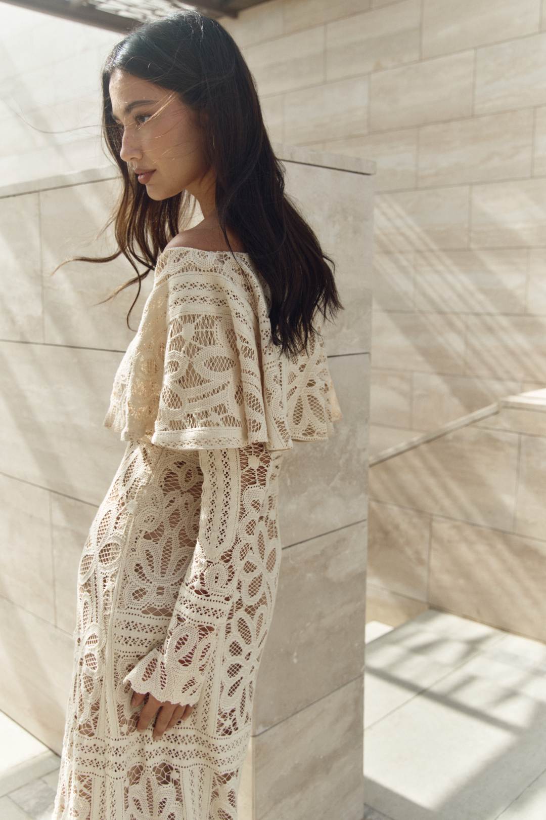 Serene Off-shoulder Cape Dress - Image 4